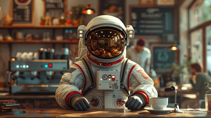 astronaut in a coffee shop .Generative AI