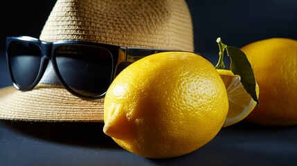 Classy Lemon in Shades and Fedora, Left Side Reserved for Text