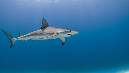 A Hammerhead Shark Patrolling The Edge Of A Drop O Upscaled 6