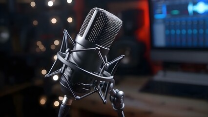 Versatile vocal microphone for podcasting singing speaking and audio recording needs . Concept Podcasting, Singing, Speaking, Audio Recording, Vocal Microphone