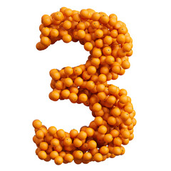Digit 3, alphabet from oranges