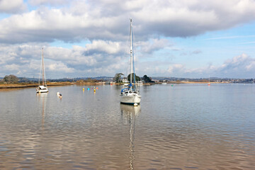 Yachts moored on the River Exe, Devon