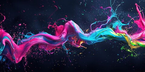 dynamic colorful liquid floating paint wallpaper with vivid bright colors on a black background