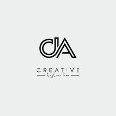 Abstract Unique Letter DA AD Initial Based Stylish Line Logo Design Vector.