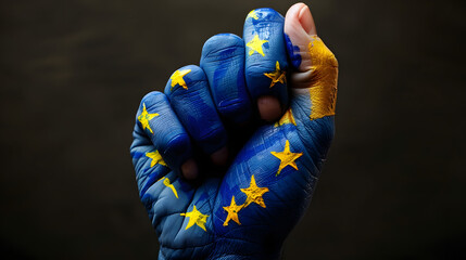 Naklejka premium A hand painted as EU's flag