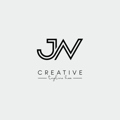 Abstract Unique Letter JN NJ Initial Based Stylish Line Logo Design Vector.