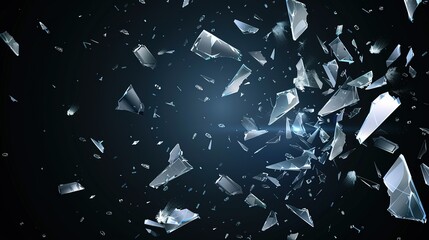 Shards of broken glass on a dark background - abstract concept