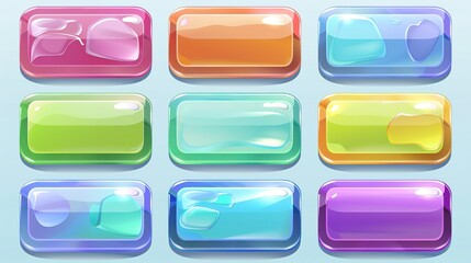 Colorful glossy buttons on dark background for web design and games