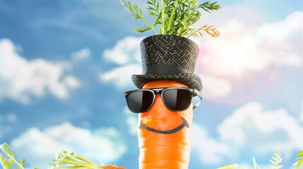 Dapper Carrot in Shades and Bowler Hat, Ideal for Adding Text