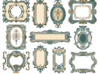decorative ornamental frames set illustration with a vintage look and isolated from the background