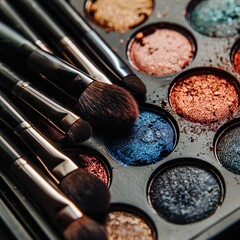 Sch&ouml;ne Lidschattenpalette mit Pinseln