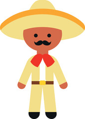 Cartoon mexican man in national suit vector illustration