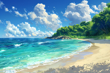 illustration of a heavenly beach