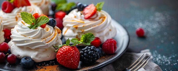 Australian Pavlova dessert, Australia Day celebration concept.