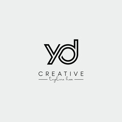 Abstract Unique Letter YD DY Initial Based Stylish Line Logo Design Vector.