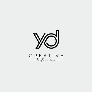 Abstract Unique Letter YD DY Initial Based Stylish Line Logo Design Vector.