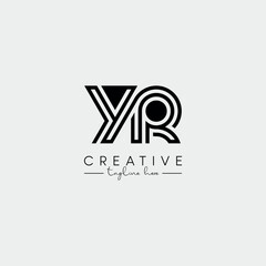 Abstract Unique Letter YR RY Initial Based Stylish Line Logo Design Vector.