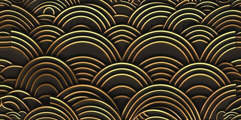 golden waves seamless geometric pattern