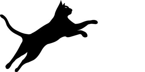  black cat with a tail that says vector logo