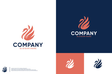 luxury swan , fashion and makeup symbol , logo design template.