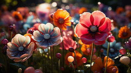 fleurs colorées dans le pré.