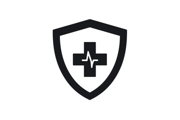 Obraz premium a black and white shield with a cross and pulse line