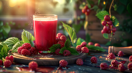 raspberry juice and fresh berry
