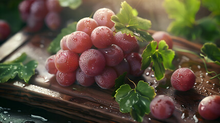 fresh grape on wooden
