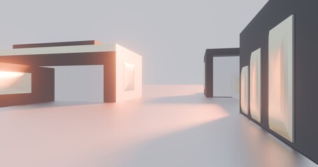 3d render abstract architecture background building geometric shape