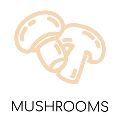 Mushrooms fat line vegetable icon, vector illustration
