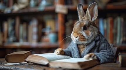 hare reading a book .Generative AI