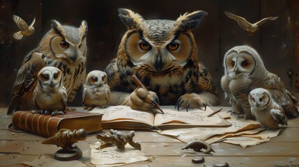 owl reading a book .Generative AI