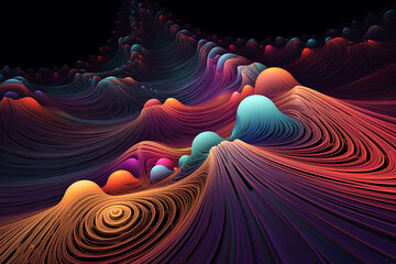 Vibrant fractal waves in a dynamic flow create a mesmerizing abstract image