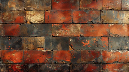 Textured old brick wall detail