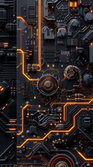 digital circuit board wallpaper with intricate and realistic details