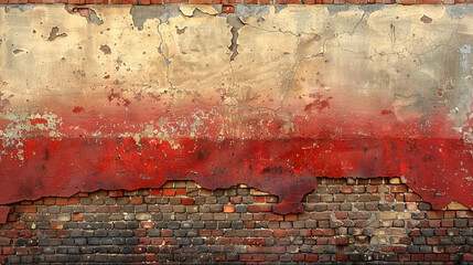 Aged brick wall vivid red stripe