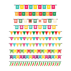 Carnival garland with flags isolated on white background. Decorative colorful pennants for birthday celebration, festival and bright decoration ideas 12