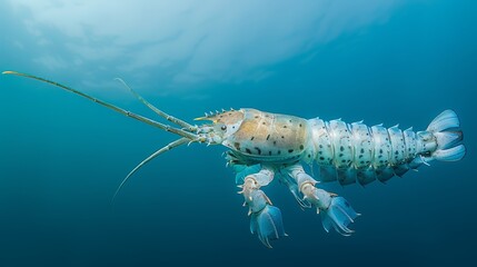   A tight shot of a fish submerged, its lengthy tendrils emerging from its mouth