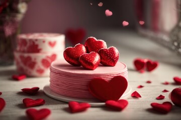 heart shaped cake with raspberries