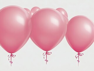Set of pink balloons isolated on transparent background and cutout  - Generative AI

