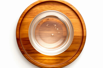 Wooden bowl with water on a white background. 3d illustration