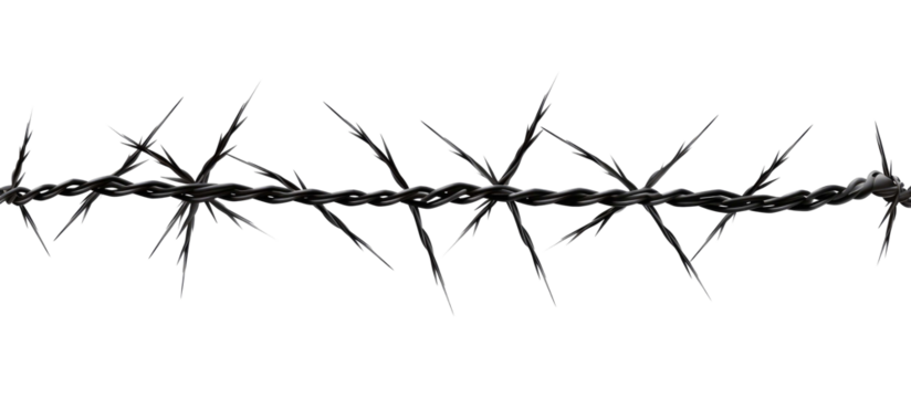 barbed wire isolated on white transparent background