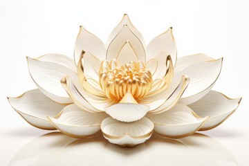 A white flower with gold accents is the main focus of the image - obrazy, fototapety, plakaty