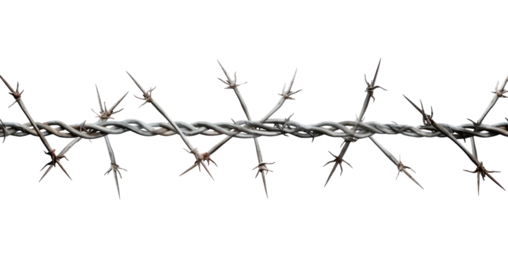barbed wire isolated on white transparent background 
