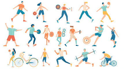Image portraying diverse individuals engaging in various physical activities