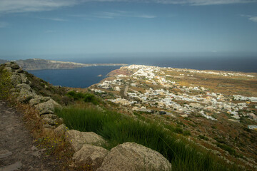 vue spectaculaire de la randonnée de Oia à Fira, Santorin