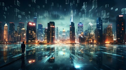  Delve into the visual spectacle of Connected Earth, where the seamless integration of digital elements, precise location markers, dynamic data flow, and the essence of a smart city come together in a