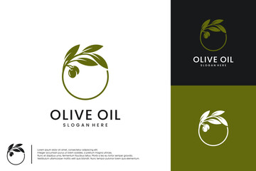 olive oil logo. with circle style. Suitable for health and food business. logo design inspiration.