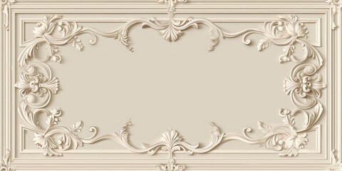 minimal ornamental frame illustration in beige tones
