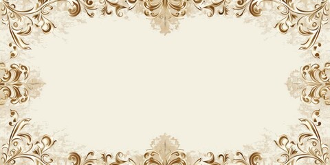 minimal ornamental frame illustration in beige tones